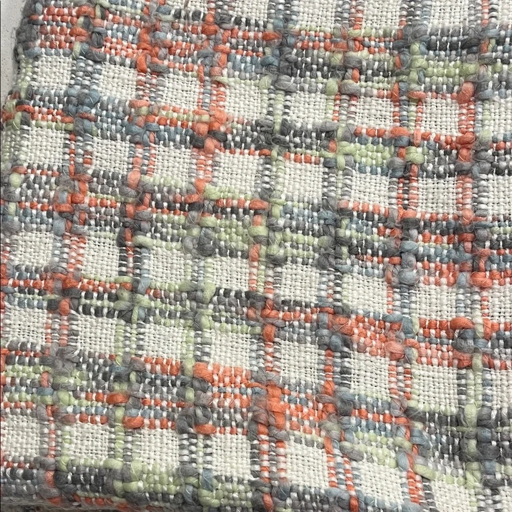 Cynthia Rowley Orange and Gray Plaid Throw Blanket